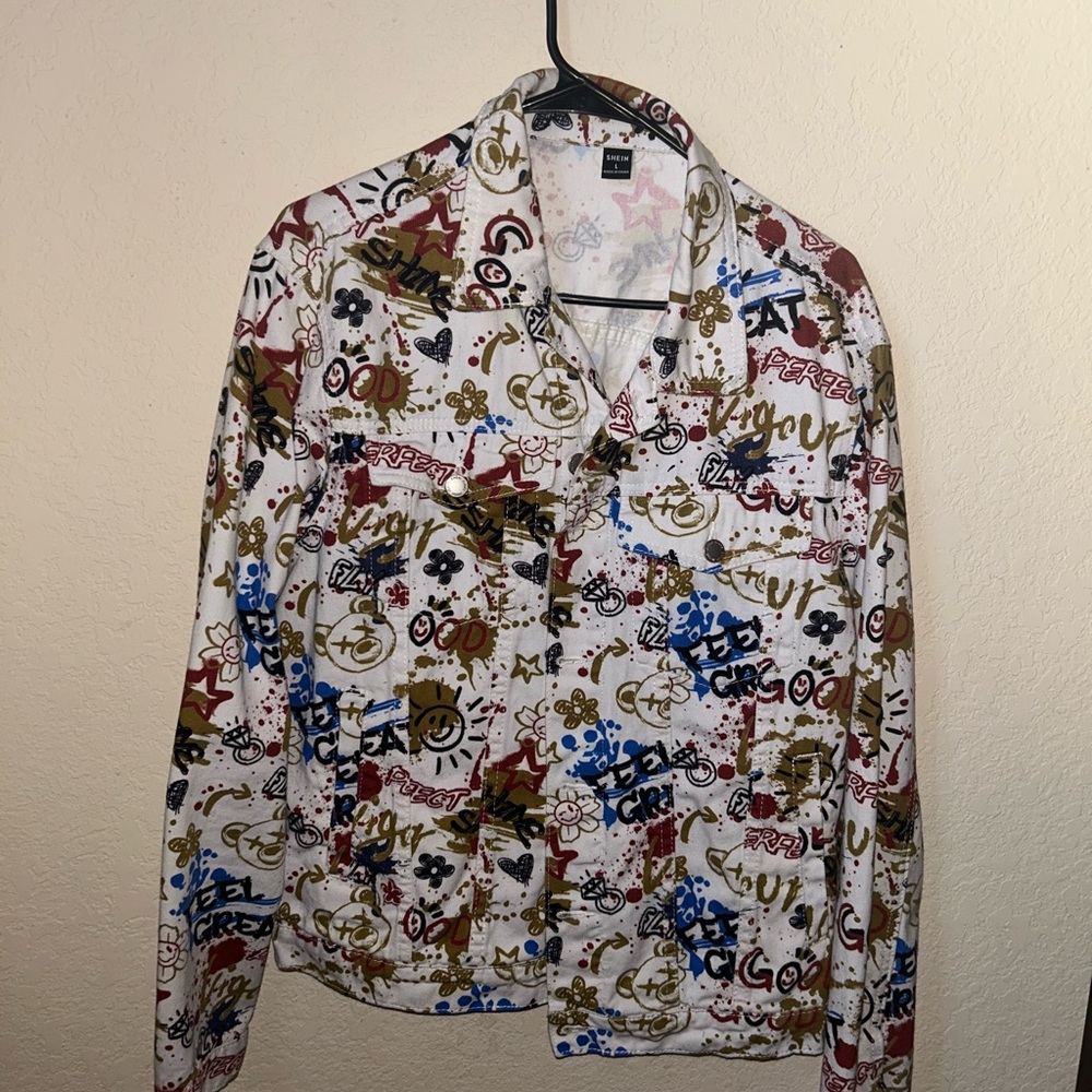 Colorful Graphic Button-Up Jacket